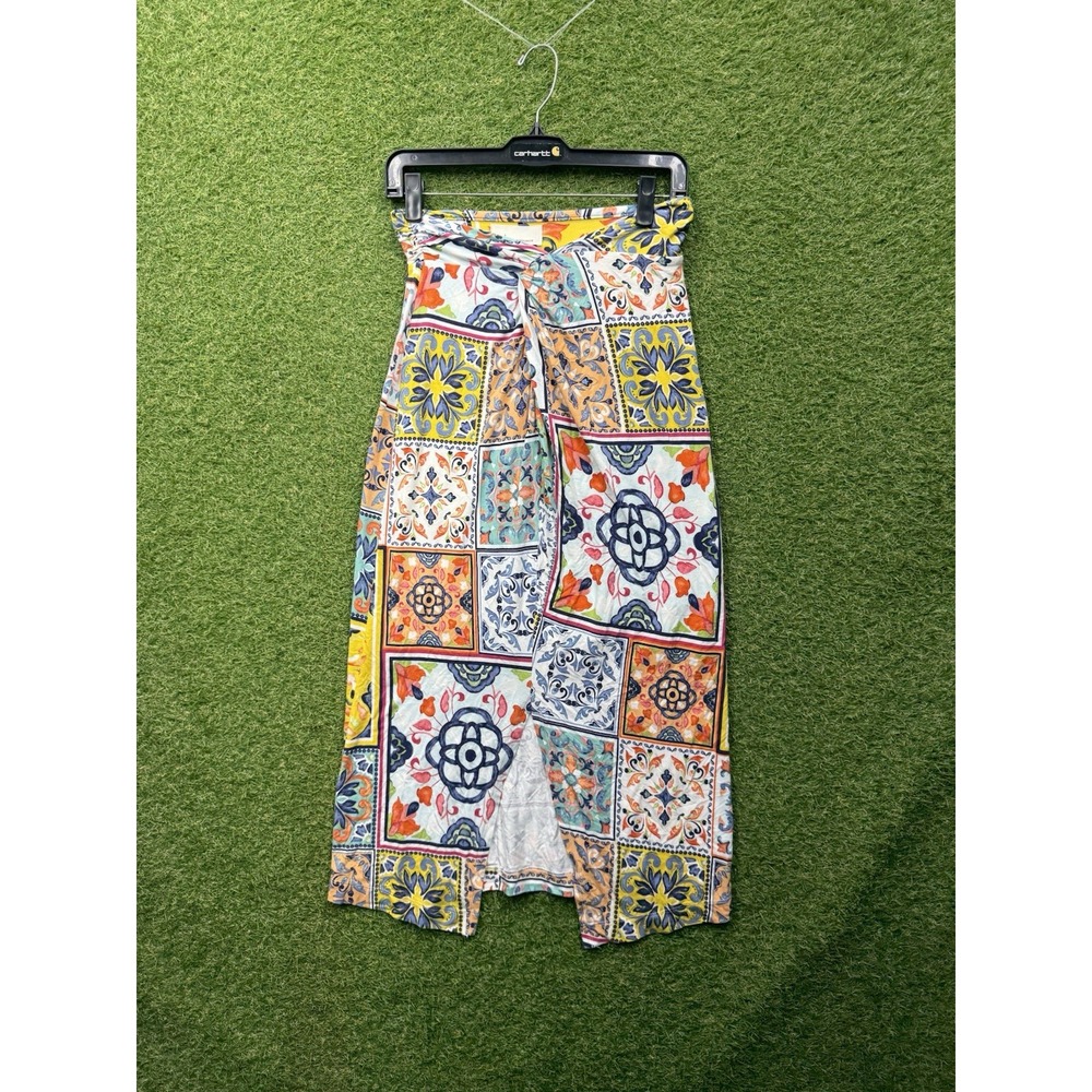 Anthropologie Midi Skirt Womens XS Mosaic Tile Print Boho Beach Slimming Hippie